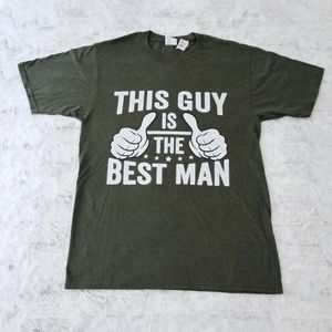 Port & Company mens best man olive green cotton tshirt. Size S.